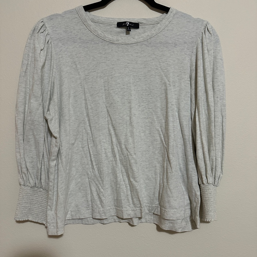 ♻️ 7 For All Mankind Cream/Gray Blouse - Picture 2 of 8